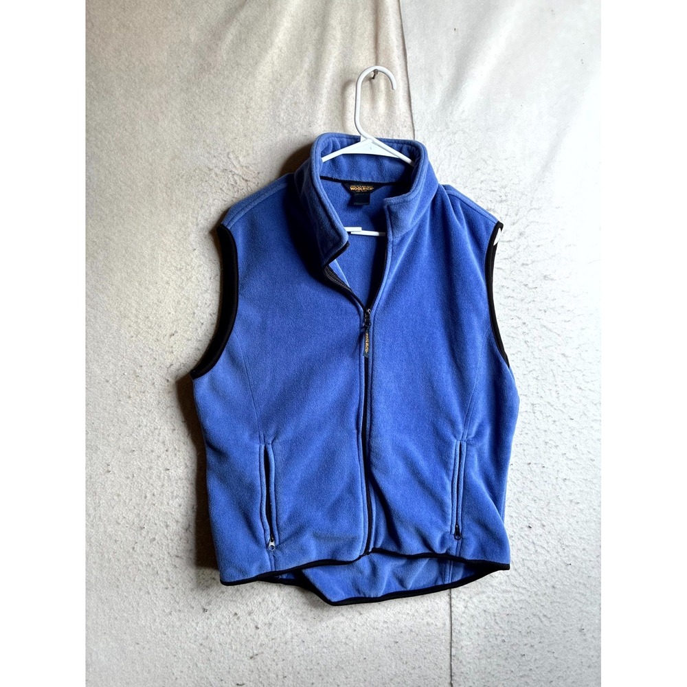 Woolrich John Rich & Bros Fleece Vest Womens Blue Full Zip Mock Neck Size M